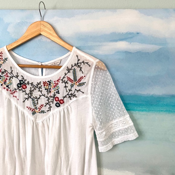 Lucky Brand Tops - Lucky Brand Embroidered Yoke Peasant Top Floral
